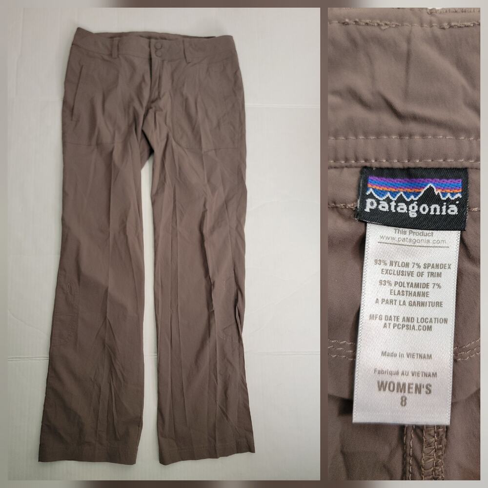 Patagonia Pant Womens 8 Stretch Nylon Straight Leg Brown Gray Gorpcore Outdoor
